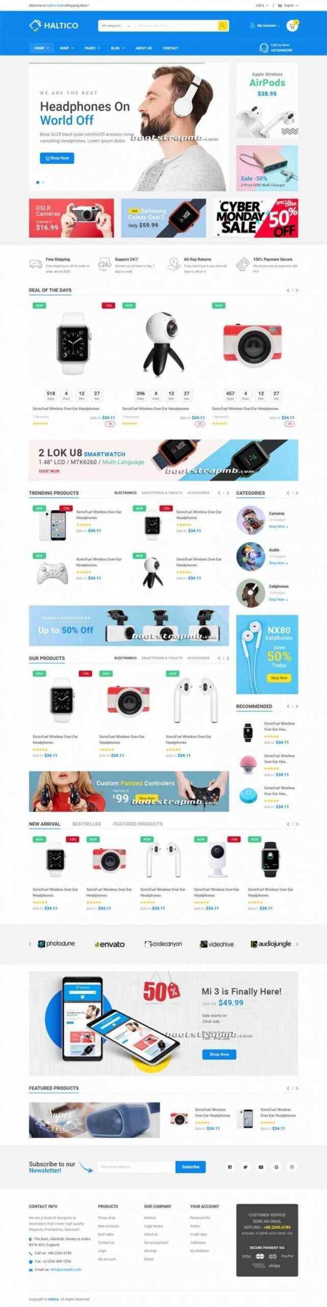 蓝色Bootstrap4大型响应式数码产品设备商城 - 区块之眼 - 区块之眼