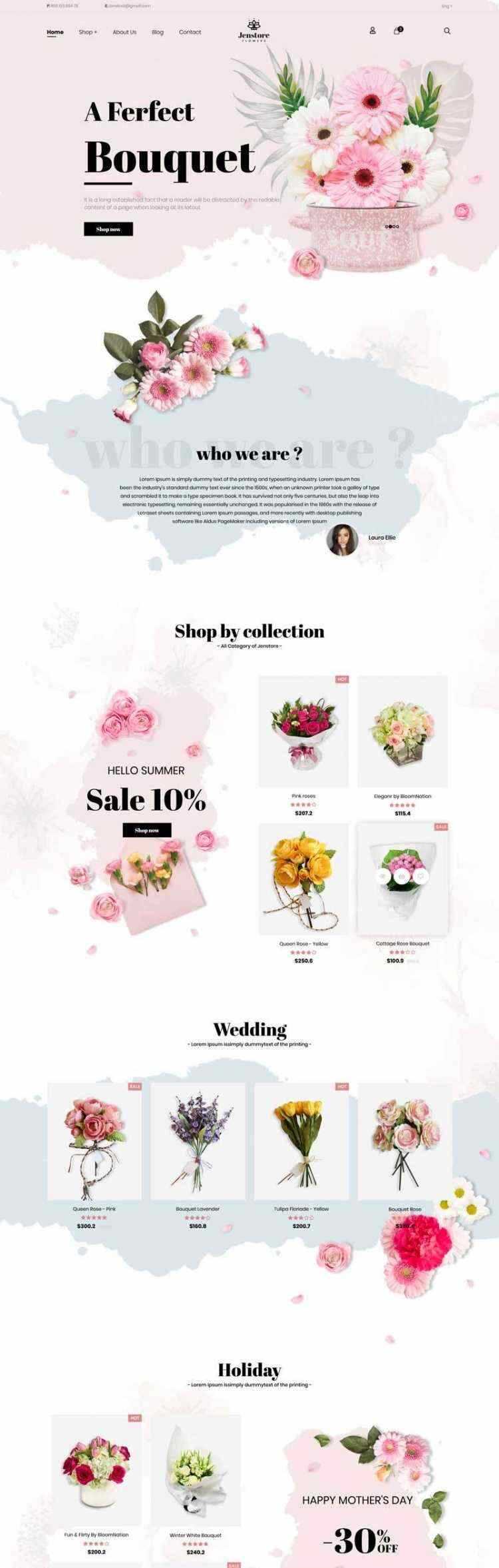 Bootstrap4粉色响应式网上鲜花店在线预订商城 - 区块之眼 - 区块之眼