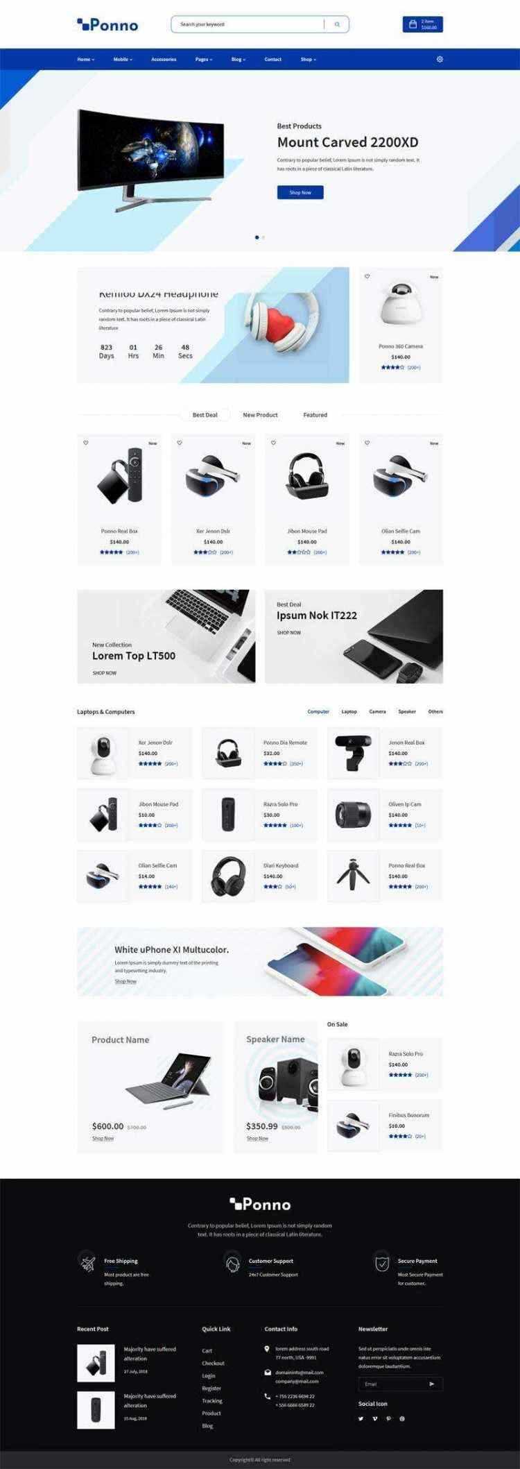 蓝色Bootstrap响应式数码电子产品销售商城 - 区块之眼 - 区块之眼