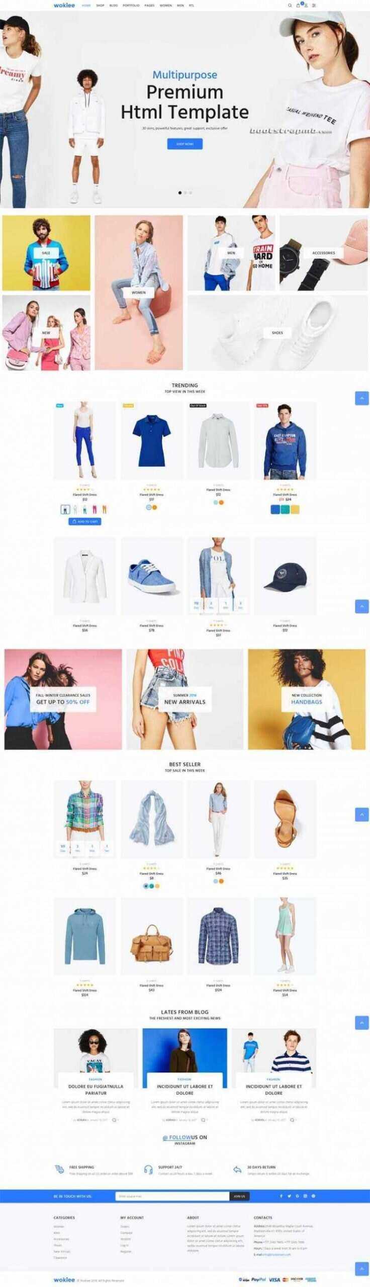 蓝色宽屏Bootstrap响应式服装购物商城 - 区块之眼 - 区块之眼