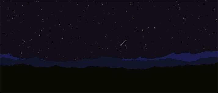 html5 canvas山顶夜空流星划过背景动画特效 - 区块之眼 - 区块之眼