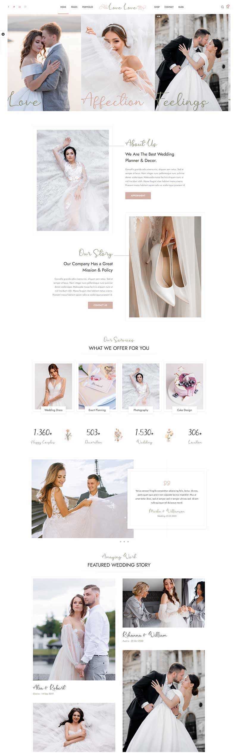 HTML5婚庆婚饰婚纱摄影服务网站html模板 - 区块之眼 - 区块之眼