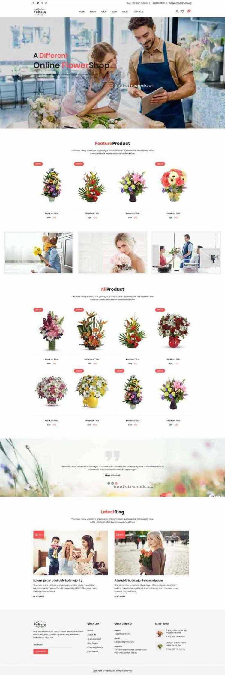 Bootstrap英文外贸响应式鲜花预订网电商 - 区块之眼 - 区块之眼