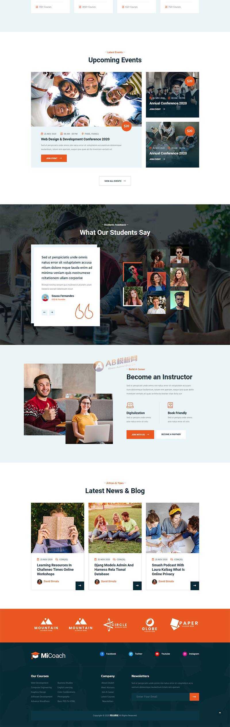 响应式在线课程教育培训行业网站HTML5模板 - 区块之眼 - 区块之眼