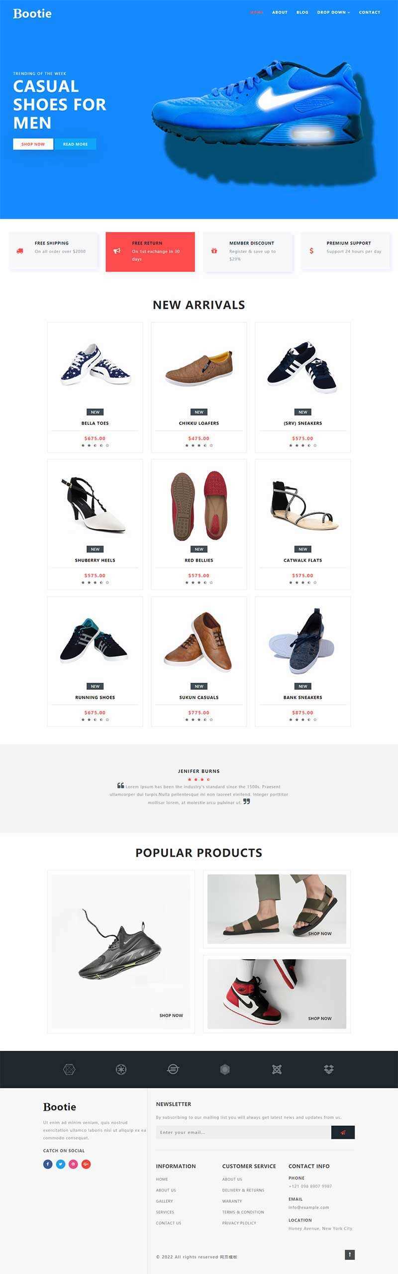 简洁大气的鞋子商城Bootstrap响应式网页模板 - 区块之眼 - 区块之眼