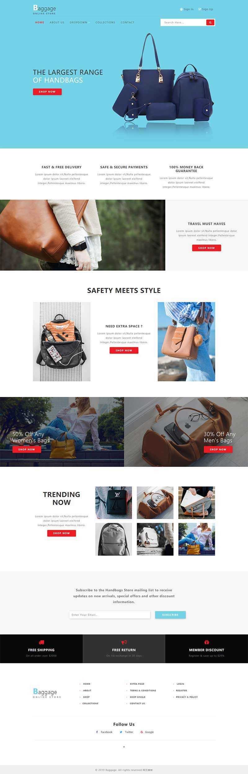 Bootstrap响应式箱包电子商务网站html模板 - 区块之眼 - 区块之眼