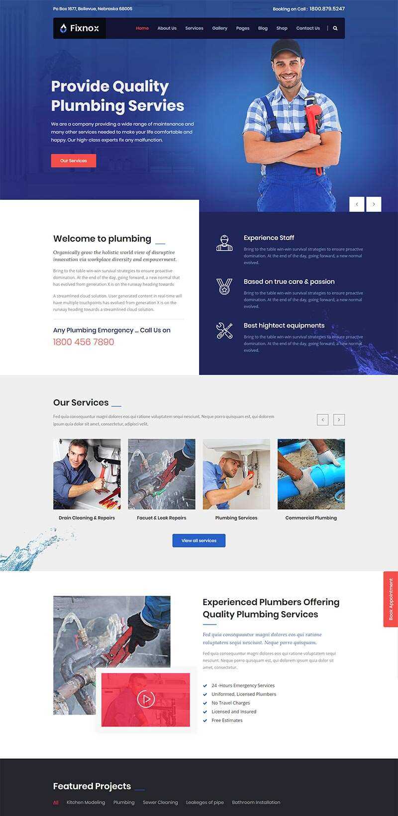 Bootstrap管道修理家政保洁公司网站html模板 - 区块之眼 - 区块之眼