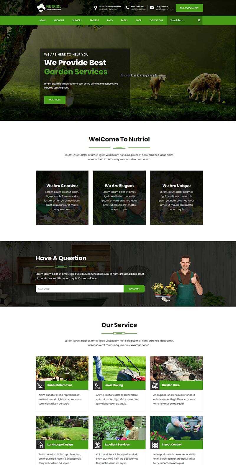 Bootstrap花园设计服务网站html模板 - 区块之眼 - 区块之眼