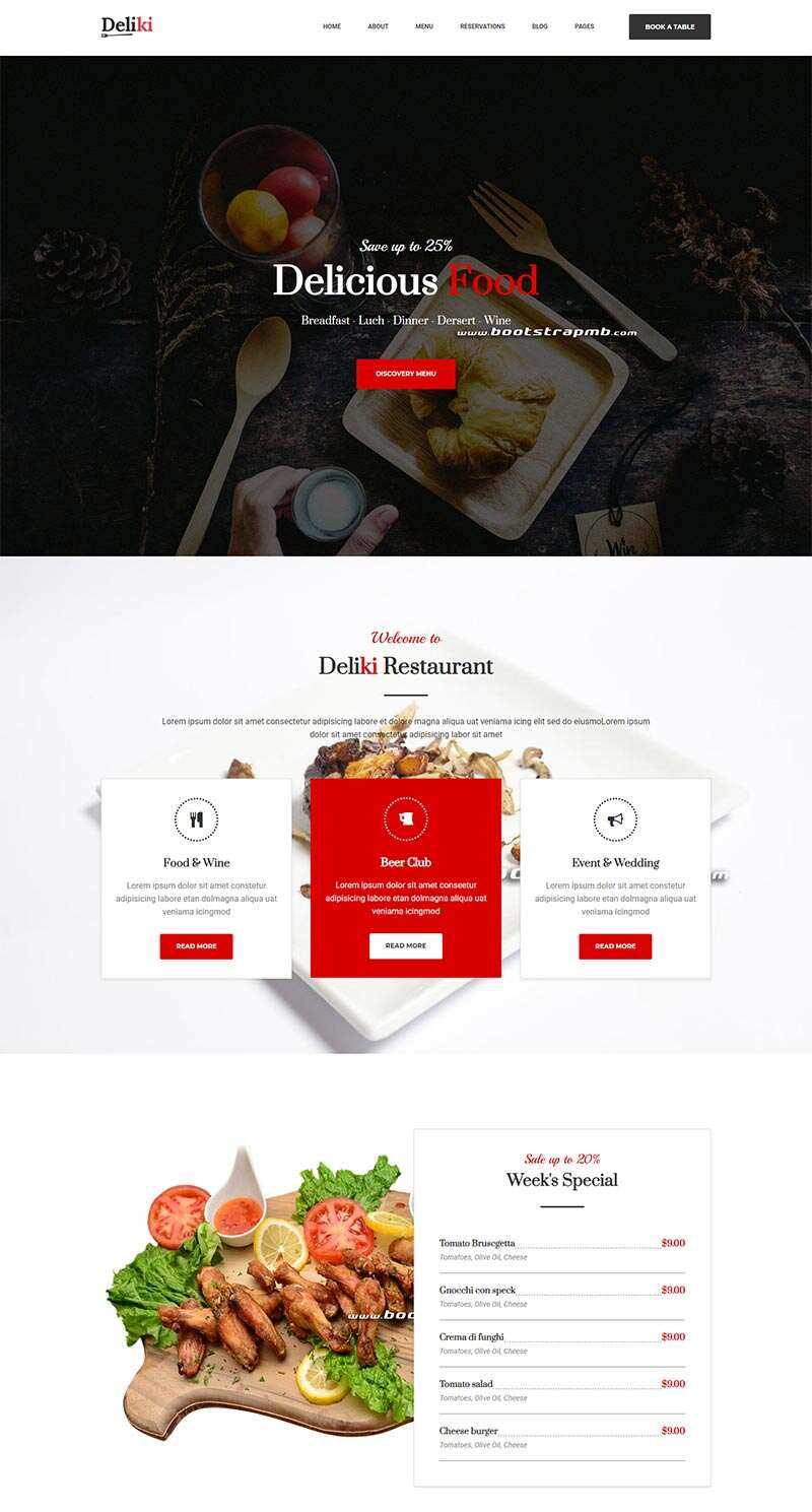 Bootstrap大气餐饮美食网站html模板 - 区块之眼 - 区块之眼
