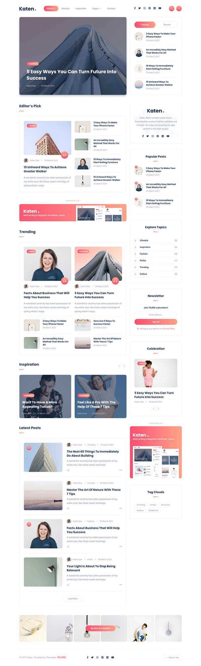 bootstrap响应式博客和杂志HTML模板 - 区块之眼 - 区块之眼