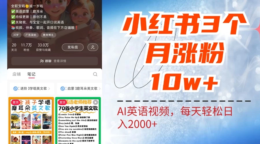 小红书三个月涨粉10W，AI英语视频0成本制作，每天轻松日入2000+ - 区块之眼 - 区块之眼