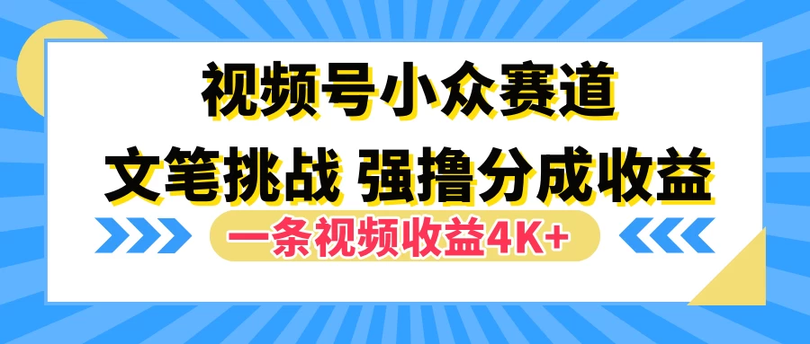 视频号小众赛道，文笔挑战，一条视频收益4K+ - 区块之眼 - 区块之眼