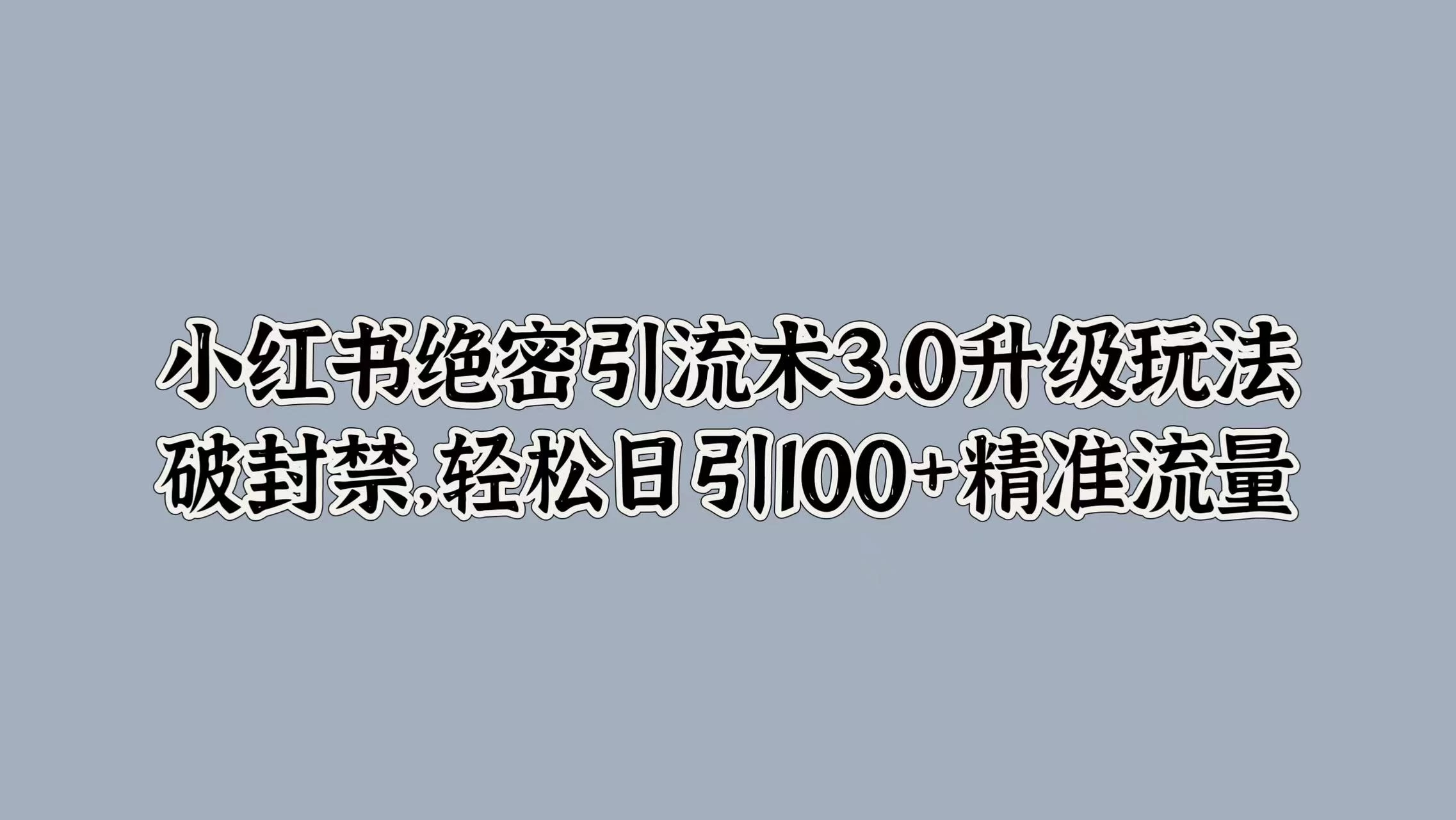 小红书绝密引流术3.0升级玩法，破封禁，轻松日引100+精准流量 - 区块之眼 - 区块之眼