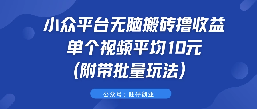 小众平台无脑搬砖撸收益，单个视频平均10元 (附带批量玩法） - 区块之眼 - 区块之眼