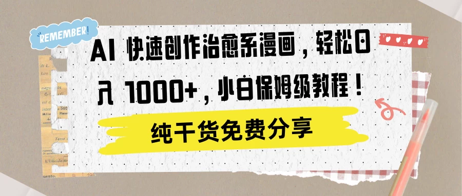 AI 快速创作治愈系漫画，轻松达成日入 1000+，小白保姆级教程！ - 区块之眼 - 区块之眼