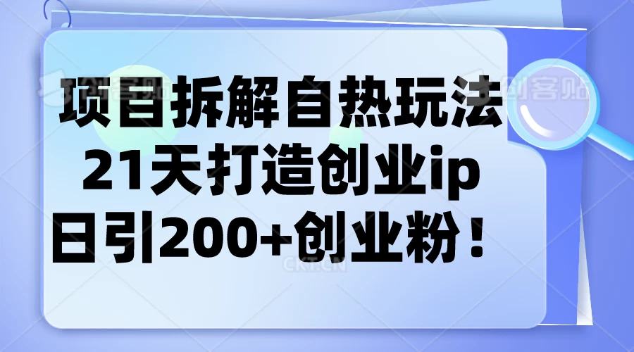 项目拆解自热玩法，21天打造创业IP，日引200+创业粉 - 区块之眼 - 区块之眼