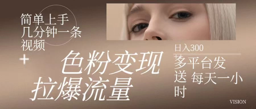 色粉变现，拉爆流量，简单上手几分钟一条视频，多平台发送每天一小时，日入300+ - 区块之眼 - 区块之眼