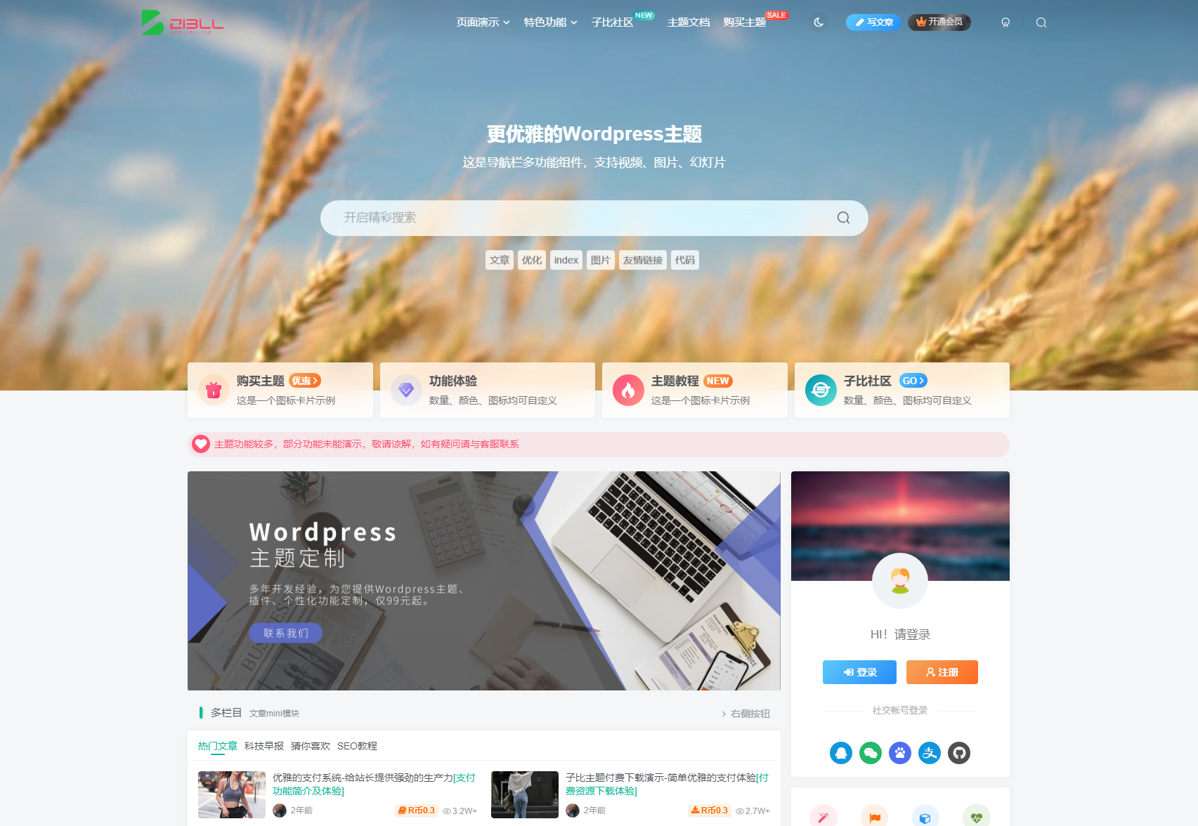 WordPress 主题「Zibll」子比主题 v7.1 开心版 - 区块之眼 - 区块之眼