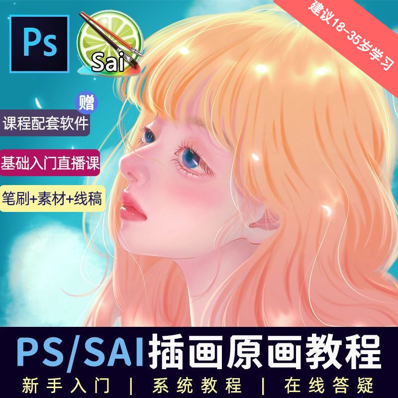 教程零基础 CG 漫画 SAI 线稿笔刷手绘画数位板绘视频课程 - 区块之眼 - 区块之眼