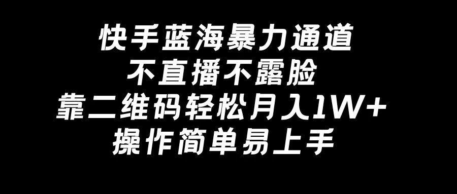 快手蓝海暴力通道，不直播不露脸，靠二维码轻松月入1W+，操作简单易上手 - 区块之眼 - 区块之眼