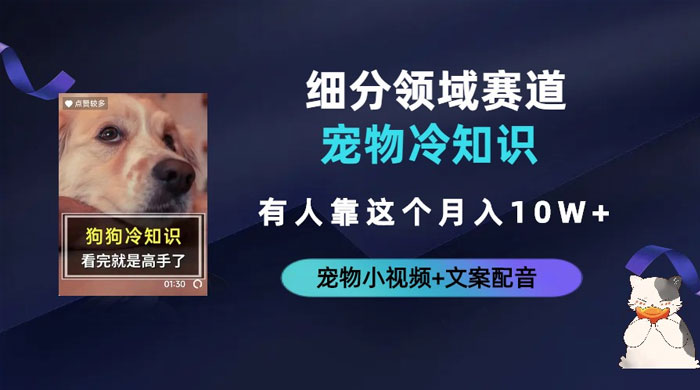 不起眼的抖音细分赛道 · 宠物冷知识：一段宠物视频配文案，有人靠这个月入 10w - 区块之眼