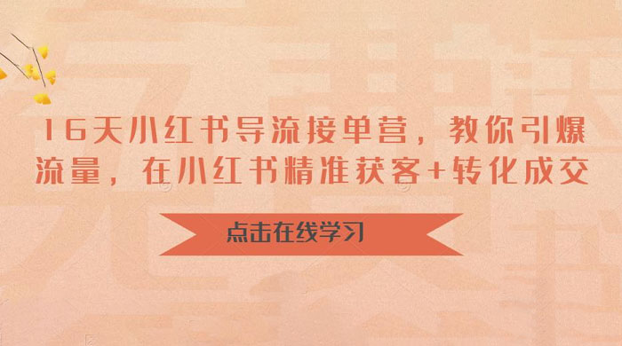 16 天小红书导流接单营：教你引爆流量，在小红书精准获客+转化成交 - 区块之眼 - 区块之眼