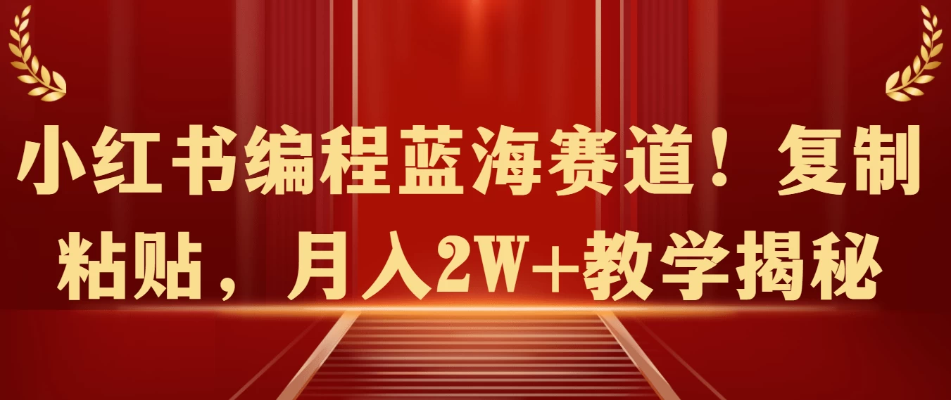小红书编程蓝海赛道！复制粘贴，月入2W+教学揭秘 - 区块之眼 - 区块之眼