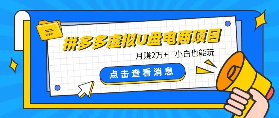 拼多多虚拟U盘电商红利项目：月赚2万+，新手小白也能玩 - 区块之眼 - 区块之眼