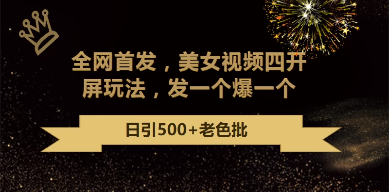 最新成人引流玩法，美女视频四开屏玩法，发一个爆一个，日引流500+精准 - 区块之眼 - 区块之眼