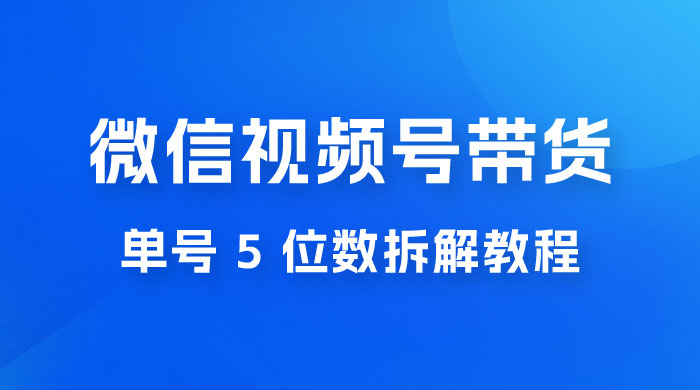 最新红利期，微信视频号带货项目，单号 5 位数拆解教程 - 区块之眼 - 区块之眼