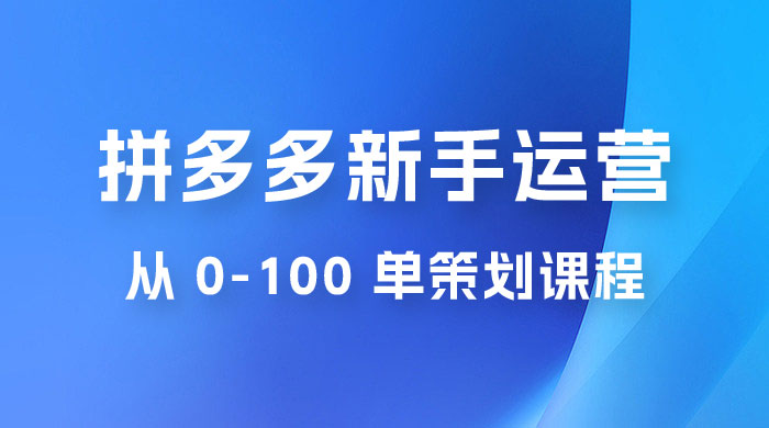 拼多多新手运营从 0-100 单策划课程，从零起步到爆单详细教程 - 区块之眼 - 区块之眼