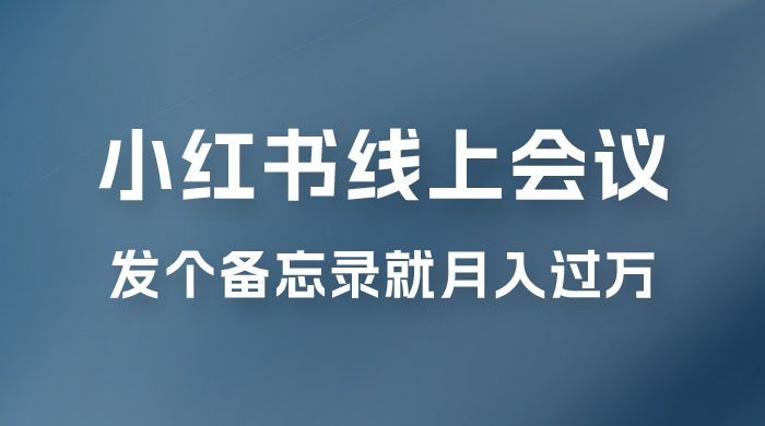 小红书线上会议项目，发备忘录笔记就能精准获客月入过万 - 区块之眼 - 区块之眼