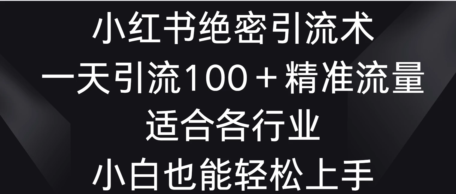 小红书绝密引流术，一天引流100＋精准流量，适合各个行业，小白也能轻松上手 - 区块之眼 - 区块之眼
