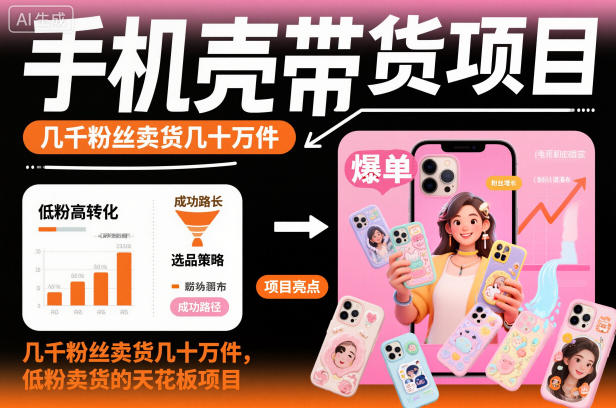 手机壳带货项目，几千粉丝卖货几十万件，短视频低粉卖货的天花板项目 - 区块之眼