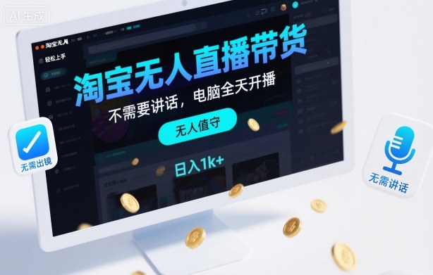 淘宝无人直播带货，不需要出镜，不需要讲话，电脑全天开播，轻松上手，日入1k+【揭秘】 - 区块之眼