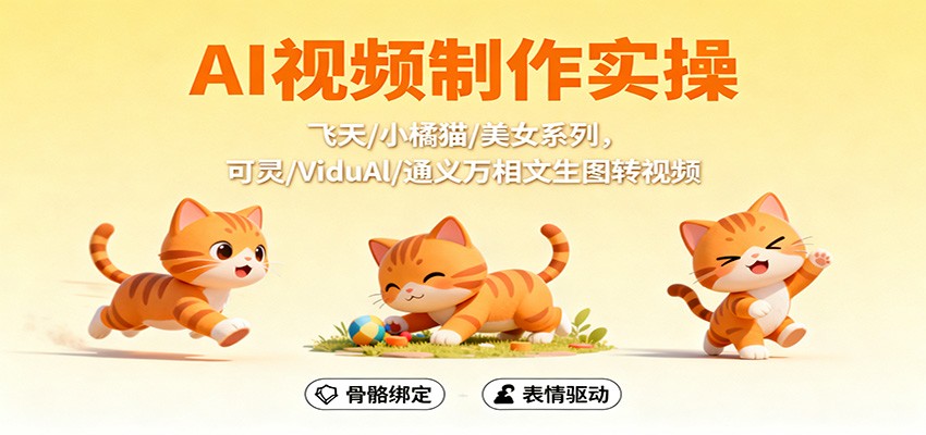 AI视频制作实操，飞天/小橘猫/美女系列，可灵/ViduAl/通义万相文生图转视频 - 区块之眼