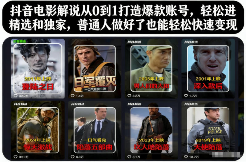 抖音电影解说从0到1打造爆款账号，轻松进精选和独家，普通人做好了也能轻松快速变现 - 区块之眼