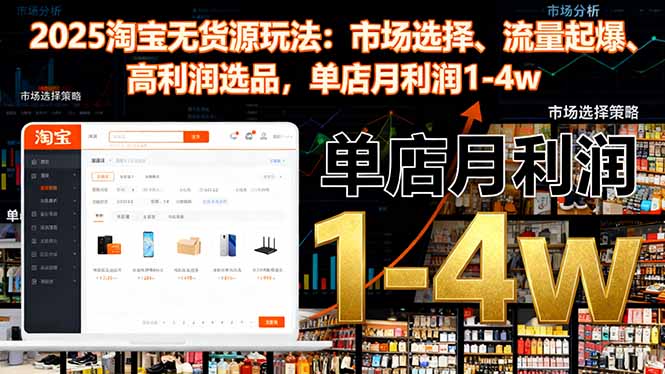 2025淘宝无货源玩法：市场选择、流量起爆、高利润选品，单店月利润1-4w - 区块之眼