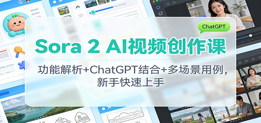 Sora 2 AI视频创作课：功能解析+ChatGPT结合+多场景用例，新手快速上手 - 区块之眼