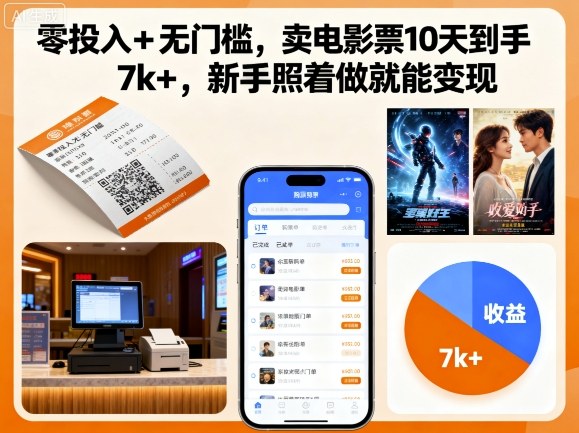 零投入+无门槛，卖电影票10天到手7k+，新手照着做就能变现【揭秘】 - 区块之眼