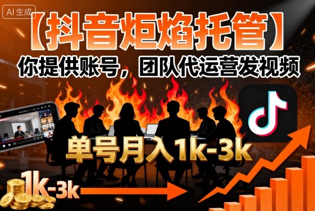 【抖音炬焰托管】你提供账号，团队代运营发视频，单号月入1k+【揭秘】 - 区块之眼 - 区块之眼