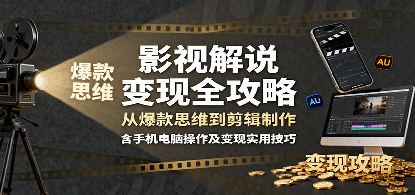 影视解说变现全攻略：从爆款思维到剪辑制作，含手机电脑操作及变现实用技巧 - 区块之眼 - 区块之眼