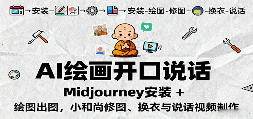 AI绘画开口说话，Midjourney安装 + 绘图出图，小和尚修图、换衣与说话视频制作 - 区块之眼