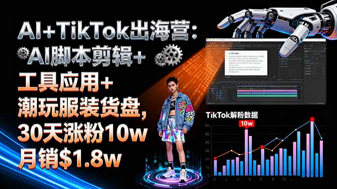 AI+TikTok出海营:AI脚本剪辑+工具应用+潮玩服装货盘,30天涨粉10w月销$1.8w - 区块之眼