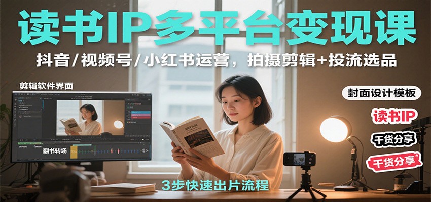 读书IP多平台变现课：抖音/视频号/小红书运营，拍摄剪辑+投流选品 - 区块之眼 - 区块之眼