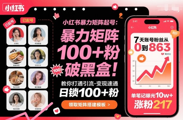 小红书暴力矩阵起号，教你打通引流-变现速通，日锁100+粉，破流量黑盒 - 区块之眼 - 区块之眼