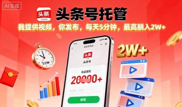 【头条号托管】我提供视频，你发布，每天5分钟，最高躺入2W+【揭秘】 - 区块之眼 - 区块之眼