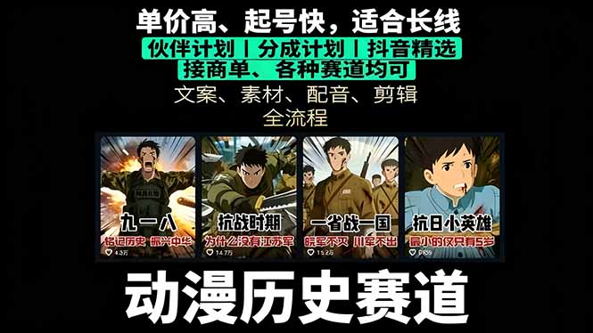 历史动漫赛道撸分成：起号、文案、素材、配音、剪辑，单视频收益破万 - 区块之眼