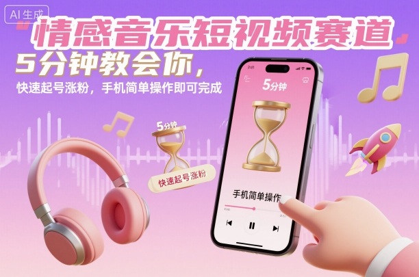 情感音乐短视频赛道，5分钟教会你，快速起号涨粉，手机简单操作即可完成 - 区块之眼