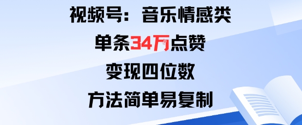 视频号分成计划新玩法：音乐情感类单条34W点赞，变现四位数，方法简单易复制 - 区块之眼 - 区块之眼
